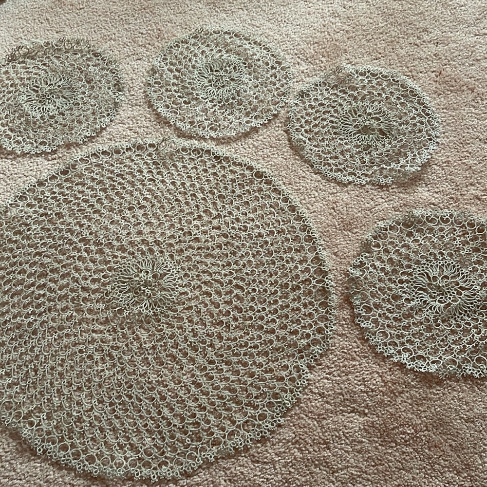 Hand made doilies (5) pieces brand new